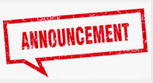 IMPORTANT ANNOUNCEMENT FROM SUPT. SKORAPA