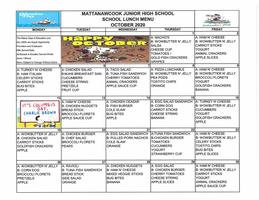 MJHS October Lunch Menu 2020